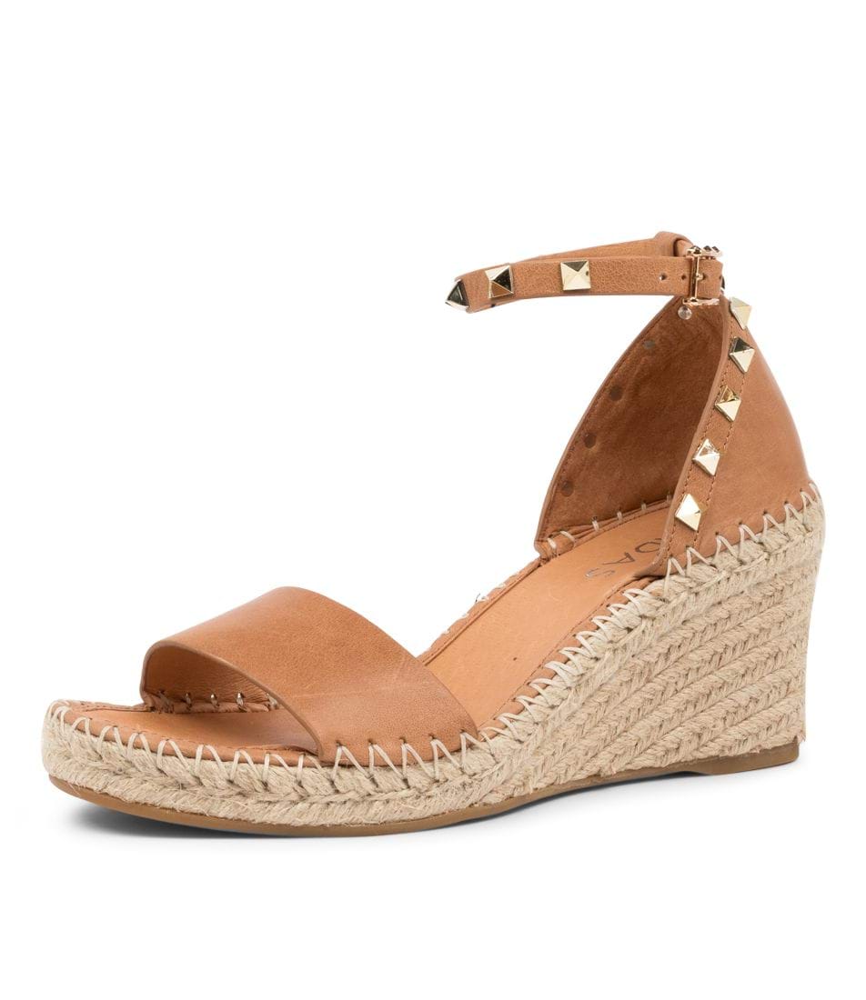 Parallel Culture Shoes and Fashion Online WEDGES TOP END GIGI STUDDED WEDGE TAN