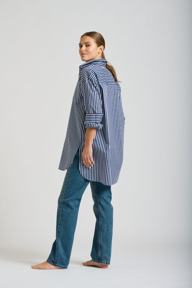 Parallel Culture Shoes and Fashion Online SHIRTS SHIRTY BOYFRIEND SHIRT - NAVY THINK STRIPE