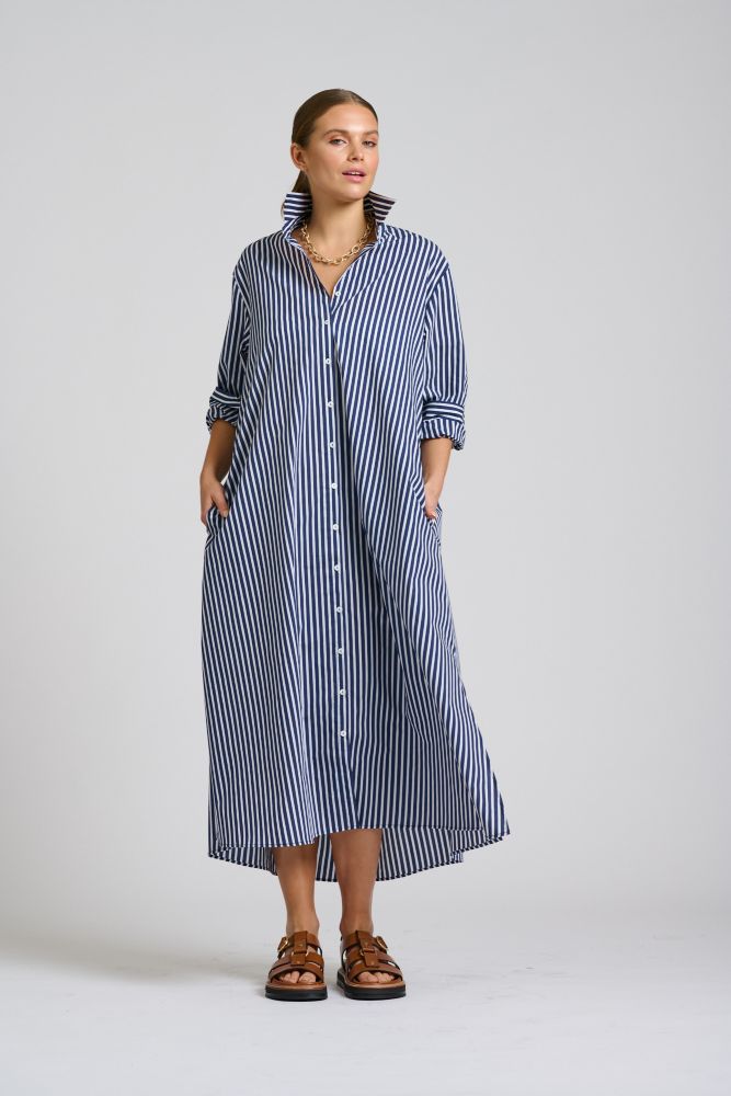 Parallel Culture Shoes and Fashion Online DRESSES SHIRTY LUNA SHIRT DRESS - NAVY THICK STRIPE