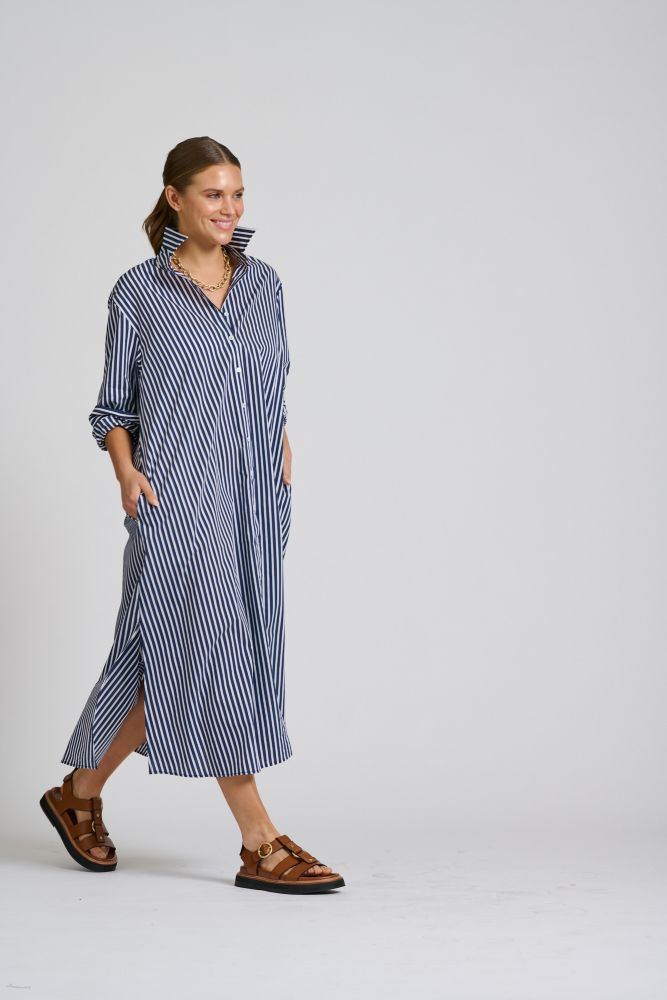 Parallel Culture Shoes and Fashion Online DRESSES SHIRTY LUNA SHIRT DRESS - NAVY THICK STRIPE