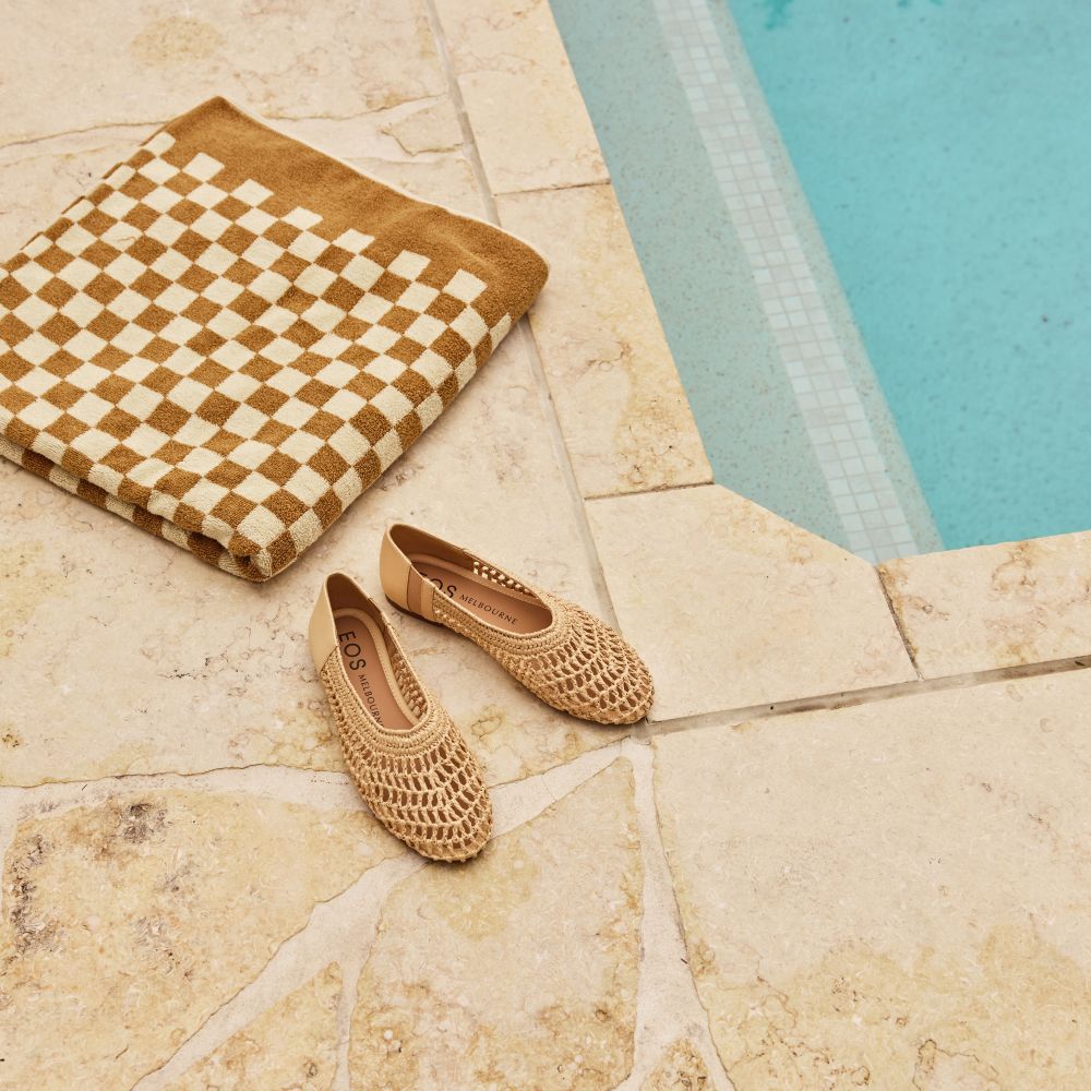 Parallel Culture Shoes and Fashion Online FLATS EOS DELUME WOVEN FLAT CAMEL