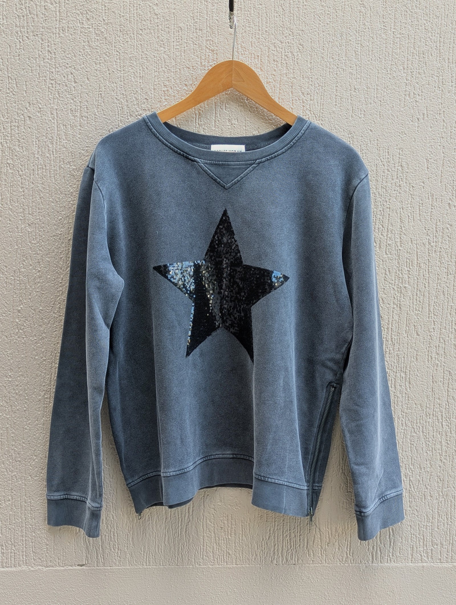 Parallel Culture Shoes and Fashion Online SWEAT SOPHIE MORAN SEQUIN STAR SWEATSHIRT BABY BLUE