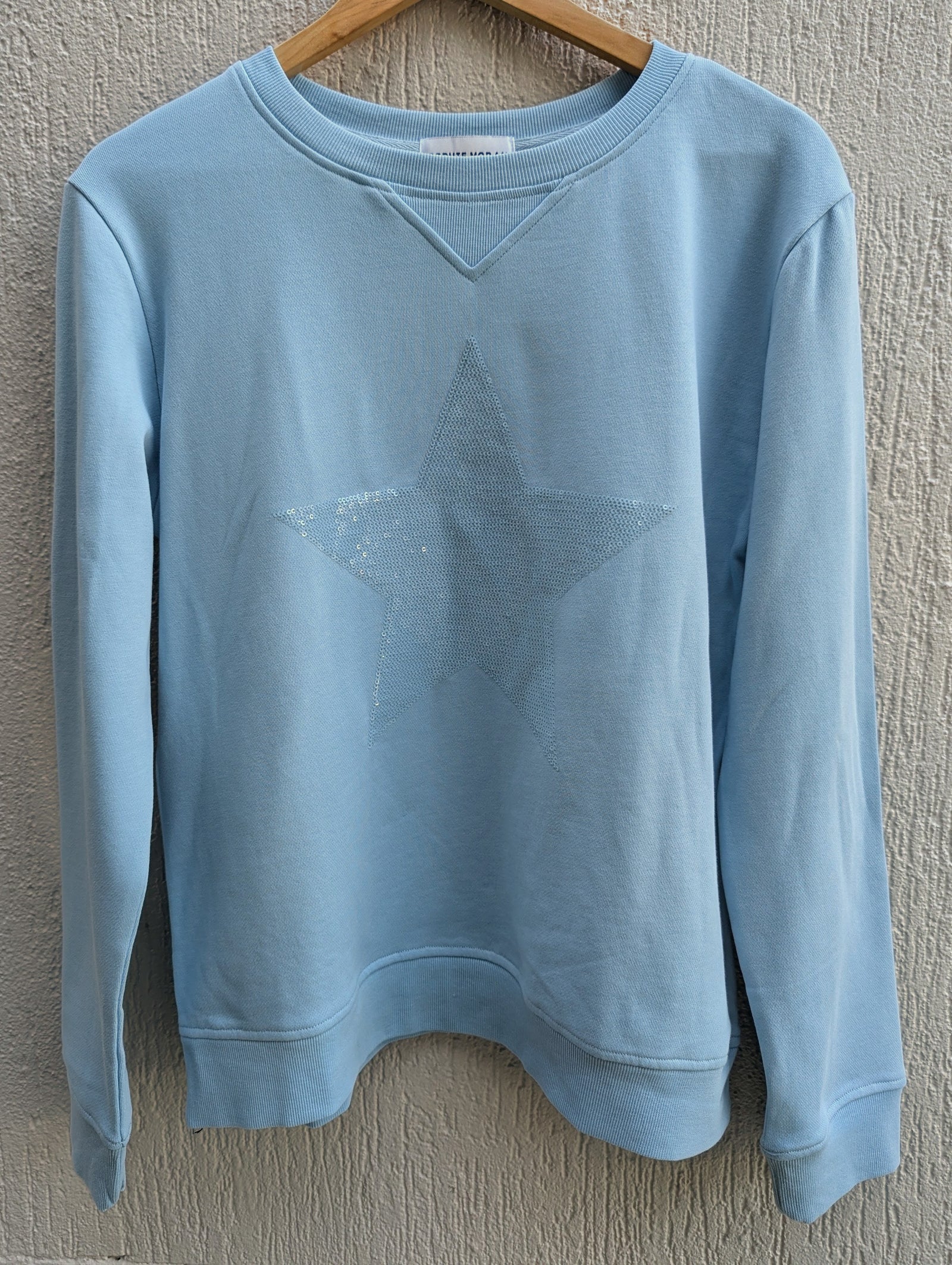 Parallel Culture Shoes and Fashion Online SWEAT SOPHIE MORAN SEQUIN STAR SWEATSHIRT BABY BLUE