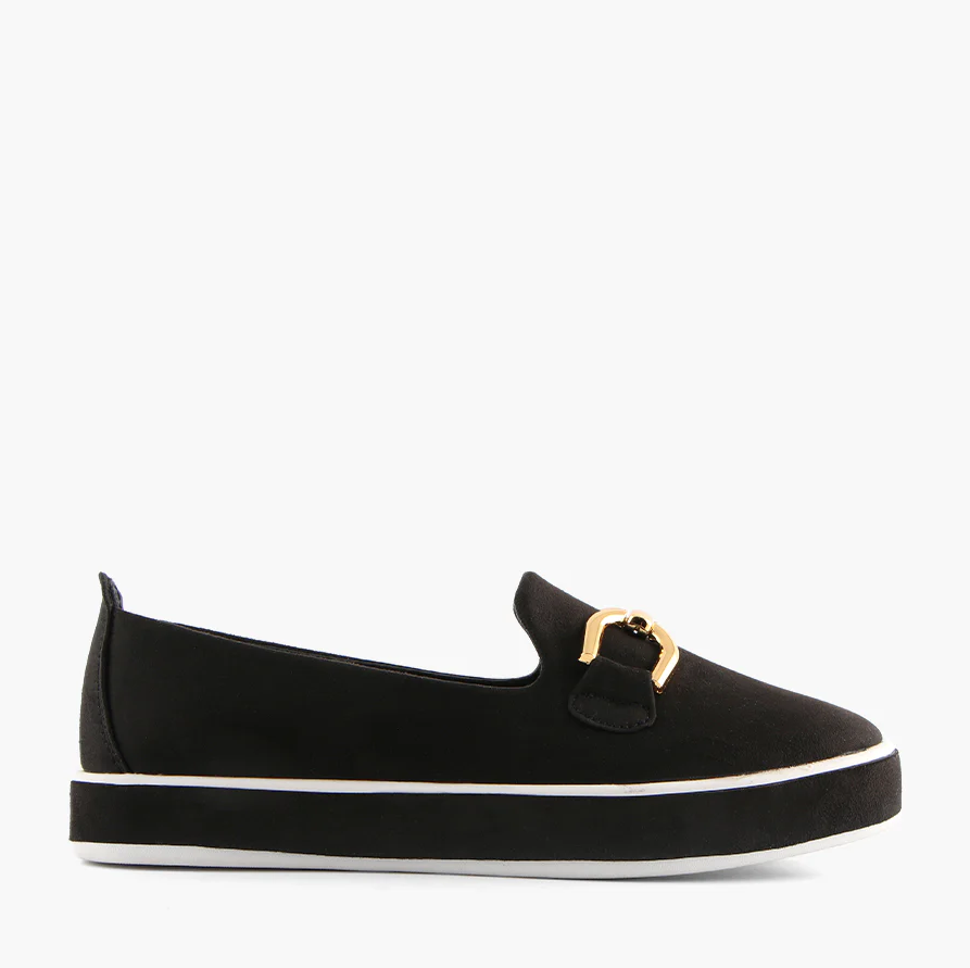 Parallel Culture Shoes and Fashion Online FLATS LAGUNA QUAYS NATYIA SLIP ON BLACK SUEDE
