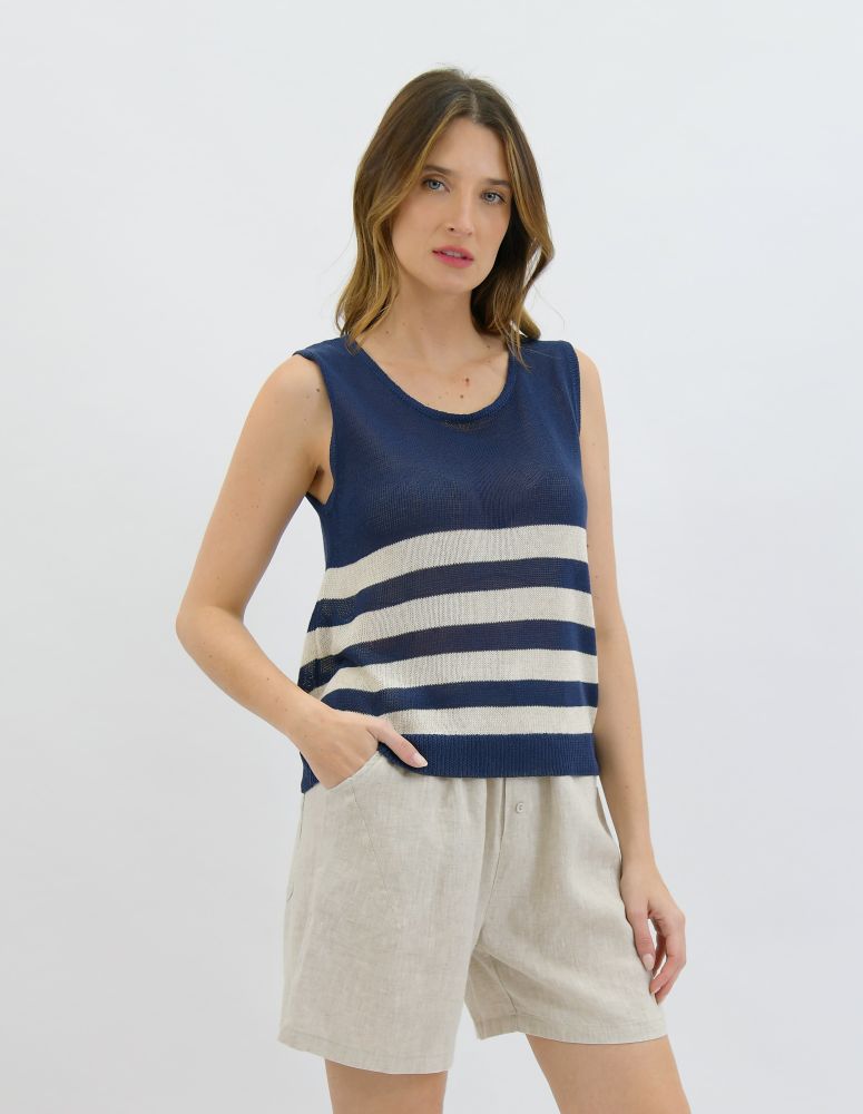 Parallel Culture Shoes and Fashion Online TOPS WORTHIER SAILOR STRIPED TANK NAVY BEIGE
