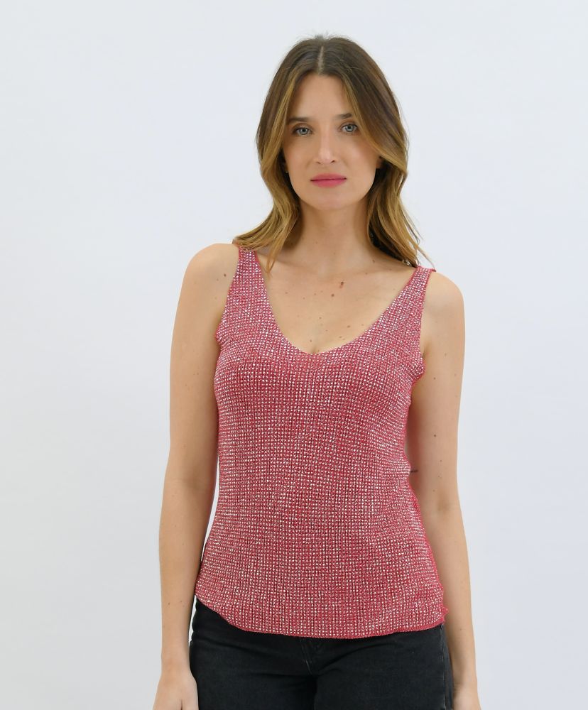 Parallel Culture Shoes and Fashion Online TOPS WORTHIER MOONLIIT LUREX TOP RED