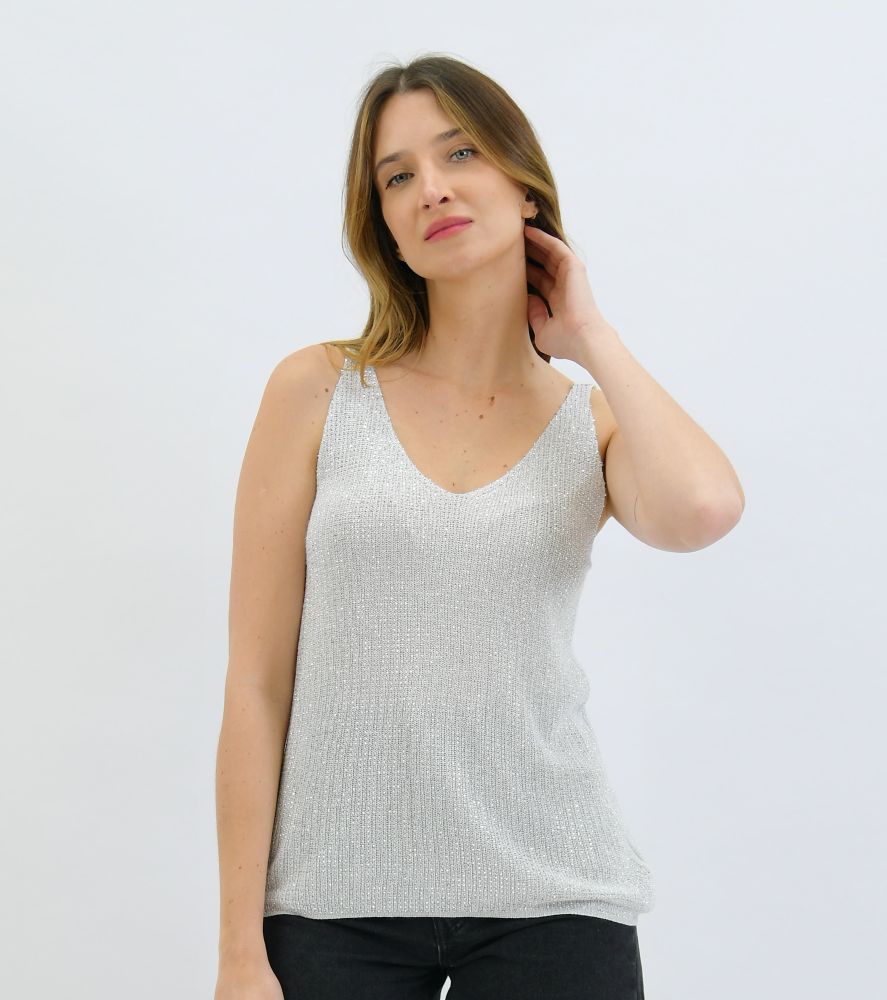 Parallel Culture Shoes and Fashion Online TOPS WORTHIER MOONLIIT LUREX TOP WHITE