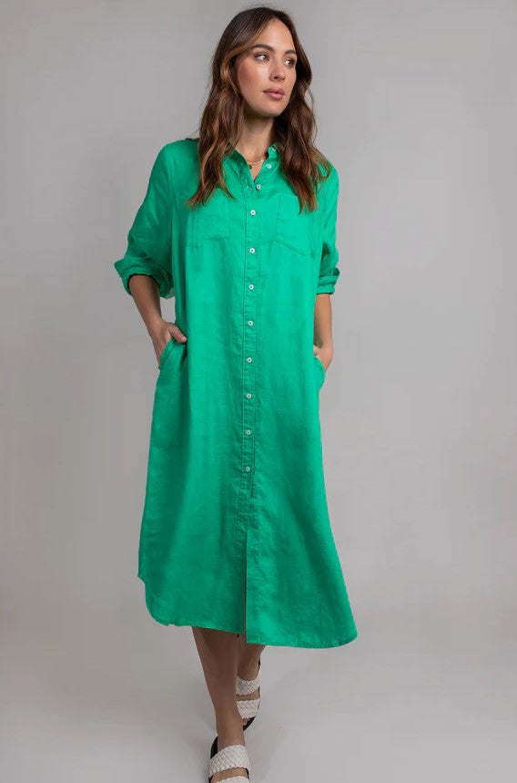 Parallel Culture Shoes and Fashion Online SHIRTS HUT BOYFRIEND SHIRT DRESS - KELLY GREEN