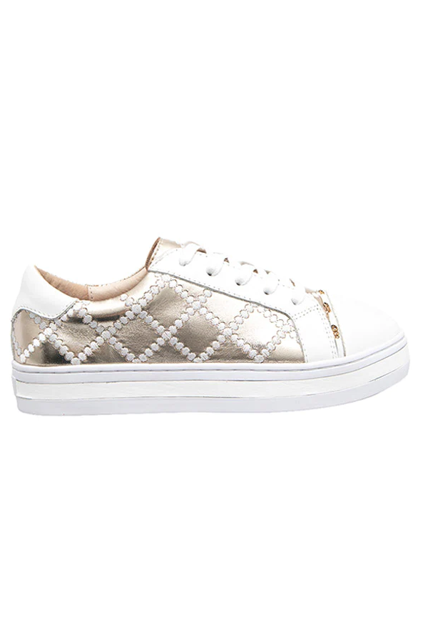 Parallel Culture Shoes and Fashion Online SNEAKERS ALFIE &amp; EVIE PLEAT SNEKAER WHITE GOLD