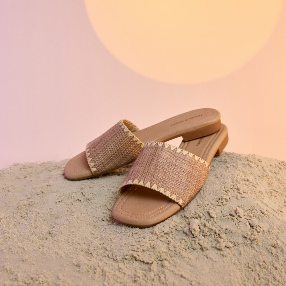 Parallel Culture Shoes and Fashion Online SLIDES DJANGO & JULIETTE GAMPING RAFFIA SLIDE 39 COFFEE