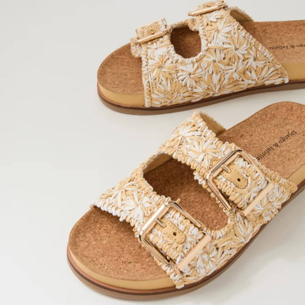 Parallel Culture Shoes and Fashion Online SLIDES DJANGO &amp; JULIETTE QUIPP RAFFIA SLIDE WHITE NATURAL
