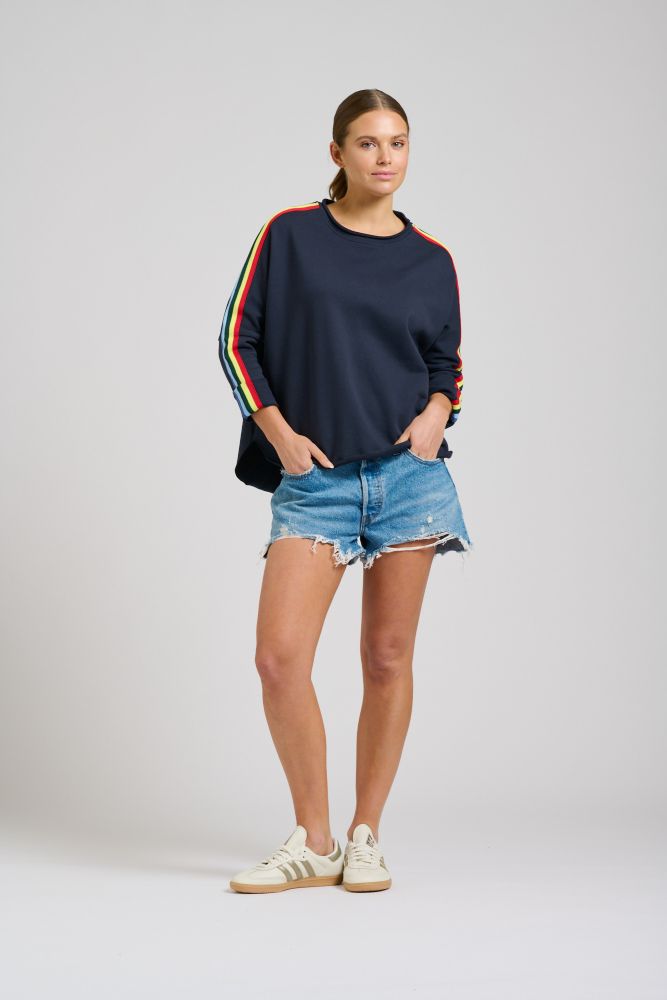 Parallel Culture Shoes and Fashion Online SWEAT EST 1971 RAW TAPE TRIM SWEATSHIRT