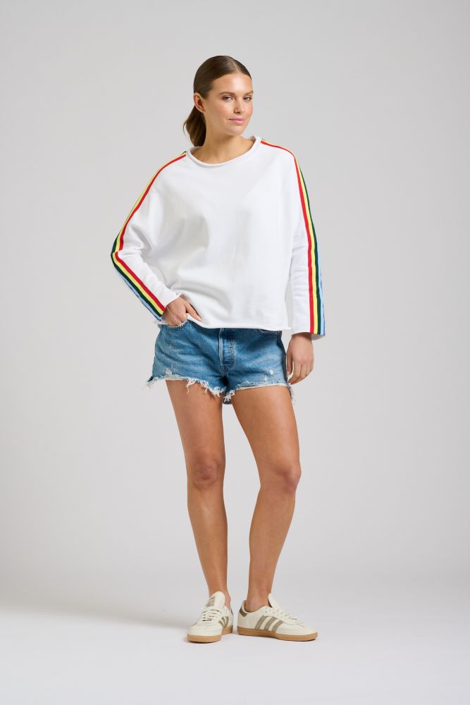 Parallel Culture Shoes and Fashion Online SWEAT EST 1971 RAW TAPE TRIM SWEATSHIRT