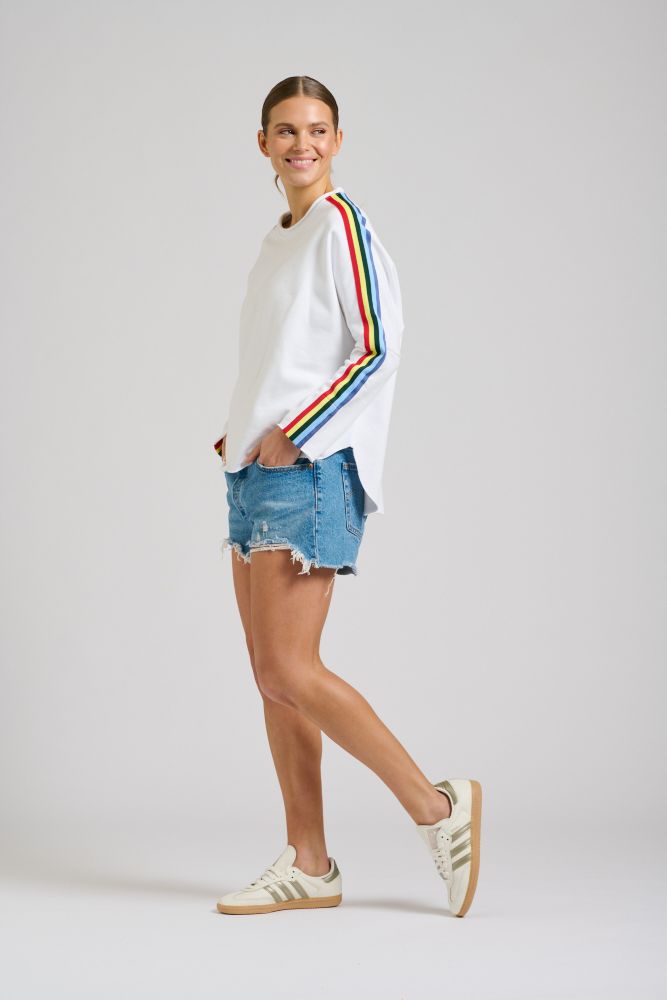 Parallel Culture Shoes and Fashion Online SWEAT EST 1971 RAW TAPE TRIM SWEATSHIRT