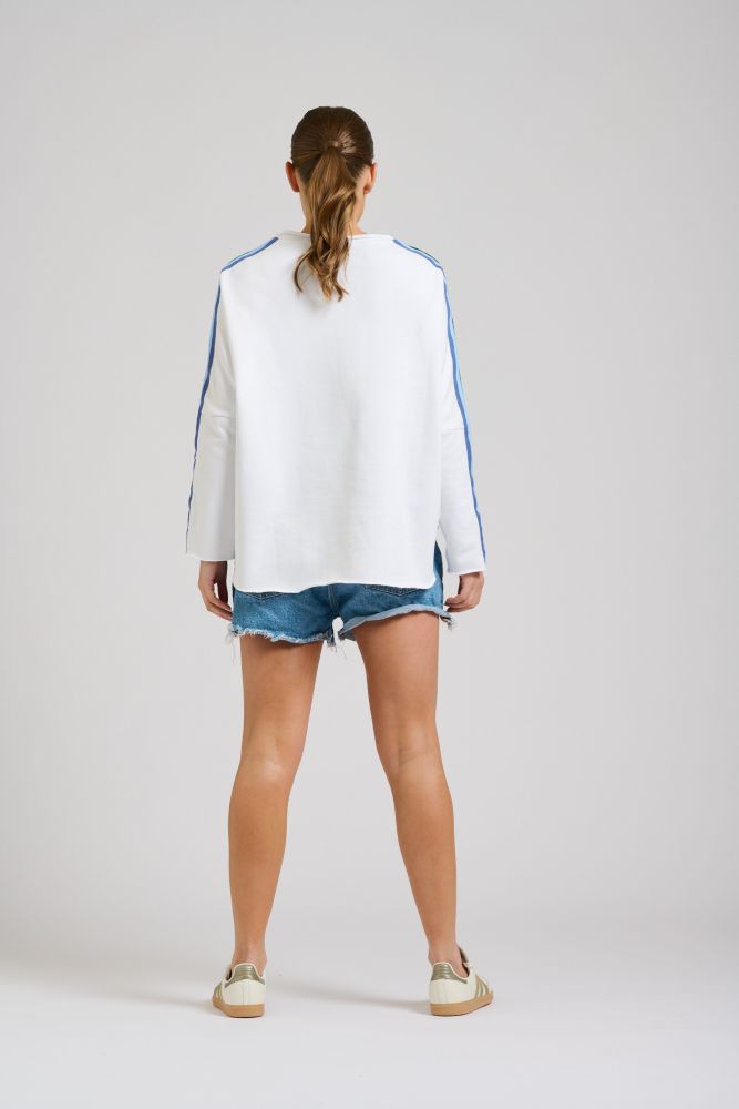 Parallel Culture Shoes and Fashion Online SWEAT EST 1971 RAW TAPE TRIM SWEATSHIRT