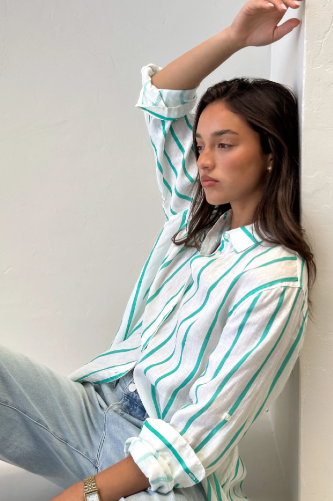 Parallel Culture Shoes and Fashion Online SHIRTS HUT BOYFRIEND LINEN SHIRT - BERMUDA STRIPE