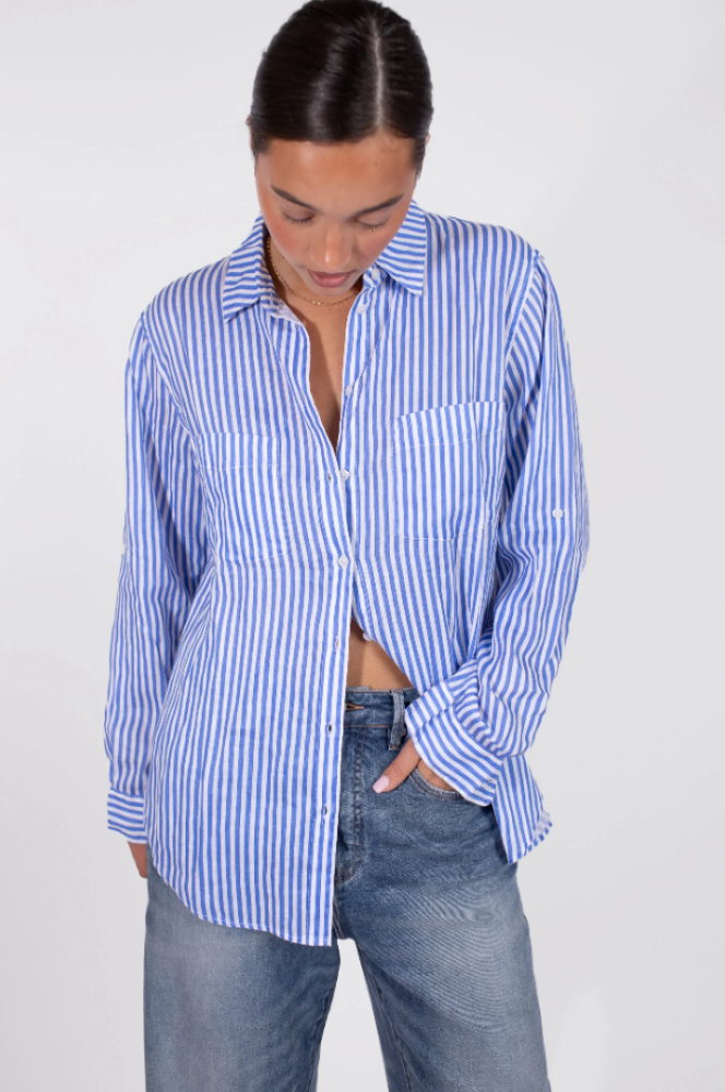 Parallel Culture Shoes and Fashion Online SHIRTS HUT BOYFRIEND SHIRT - CLASSIC BLUE STRIPE BLUE STRIPE