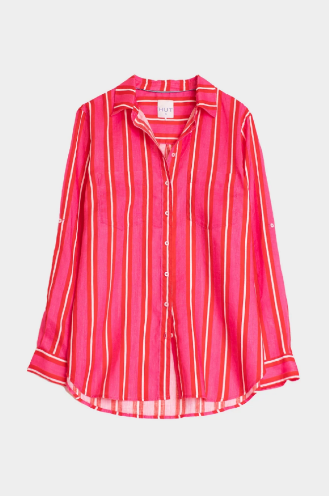 Parallel Culture Shoes and Fashion Online SHIRTS HUT BOYFRIEND LINEN SHIRT - MAKING ME BLUSH PINK RED