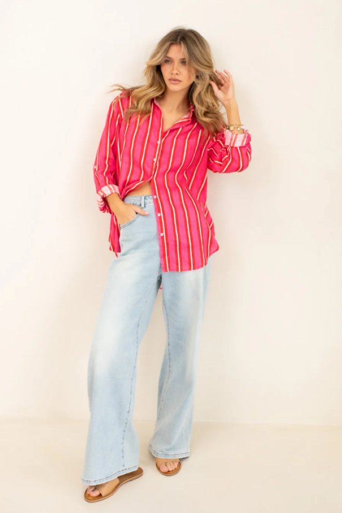 Parallel Culture Shoes and Fashion Online SHIRTS HUT BOYFRIEND LINEN SHIRT - MAKING ME BLUSH