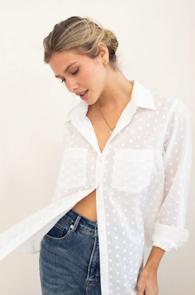 Parallel Culture Shoes and Fashion Online SHIRTS HUT BOYFRIEND COTTON SHIRT - SUCH A SWEETIE WHITE