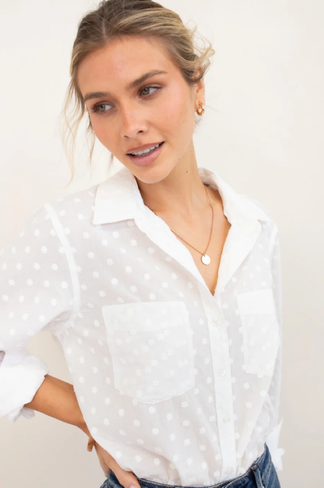 Parallel Culture Shoes and Fashion Online SHIRTS HUT BOYFRIEND COTTON SHIRT - SUCH A SWEETIE WHITE