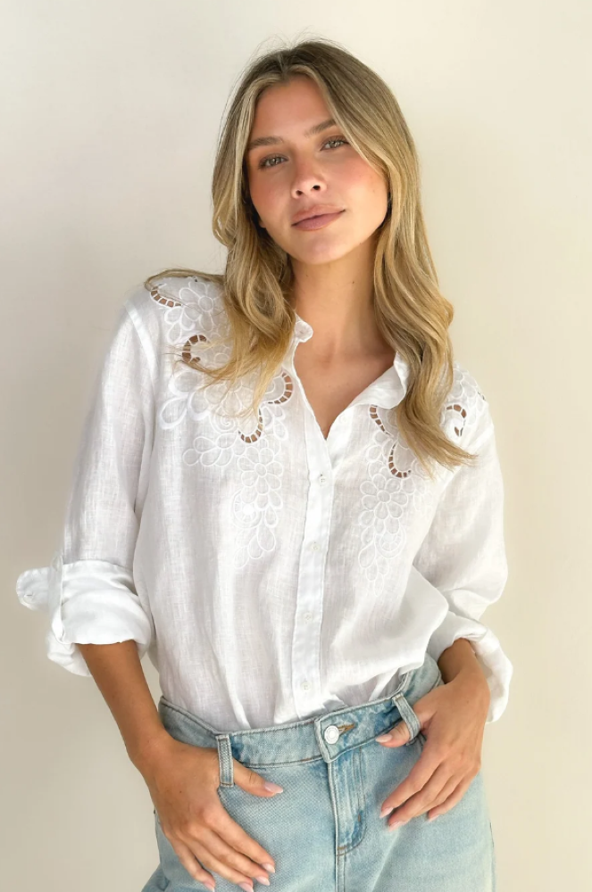 Parallel Culture Shoes and Fashion Online SHIRTS HUT BOYFRIEND COTTON SHIRT - SUMMER IN BIARRITZ WHITE