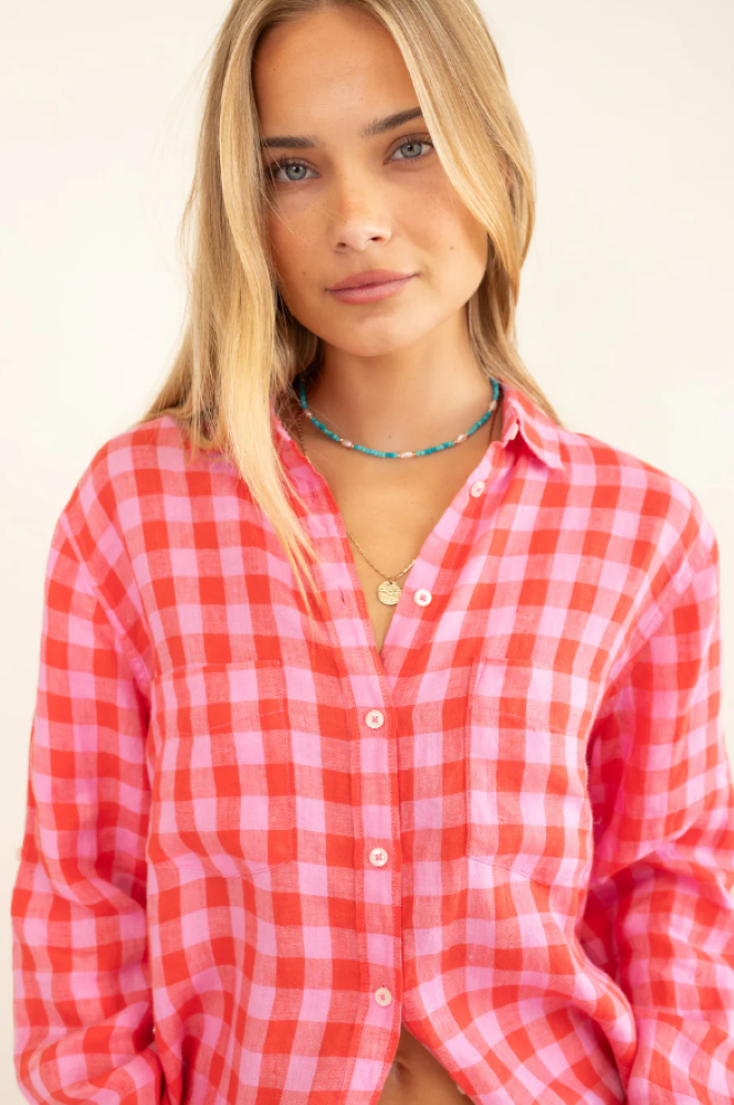 BOYFRIEND LINEN SHIRT - CHECK ME OUT