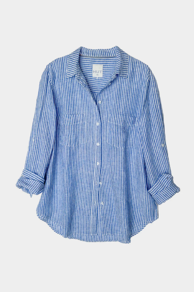 Parallel Culture Shoes and Fashion Online SHIRTS HUT BOYFRIEND LINEN SHIRT - ELECTRIC BLUE CHAMBRAY ELECTRIC BLUE CHAMBRAY