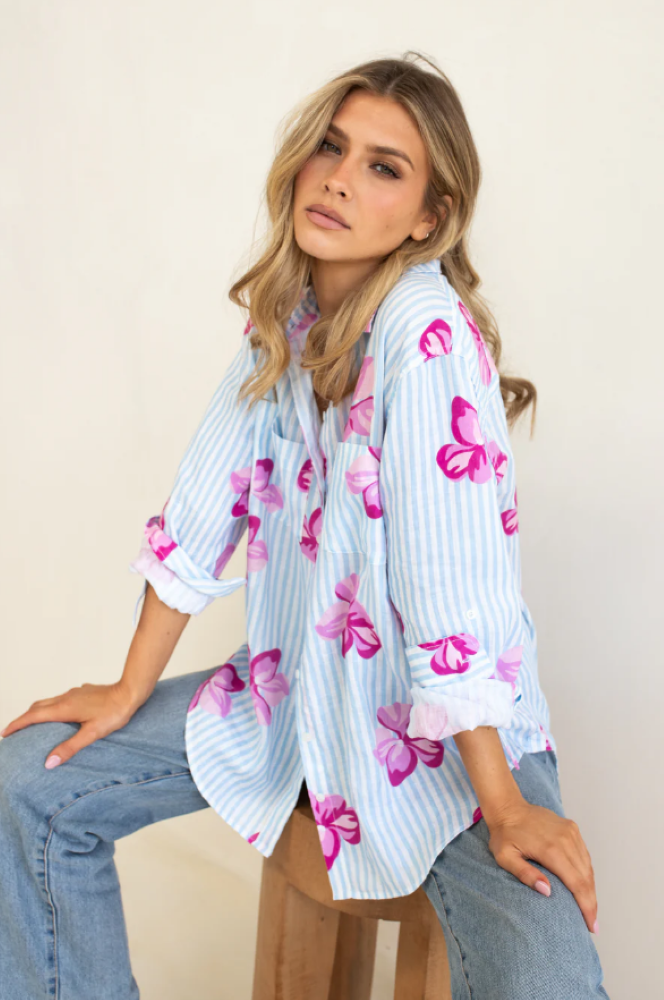 Parallel Culture Shoes and Fashion Online SHIRTS HUT BOYFRIEND LINEN SHIRT - FLORAL FLING FLORAL