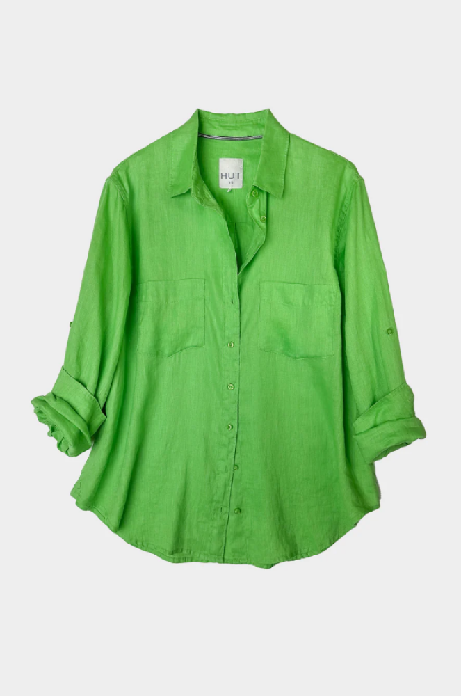 Parallel Culture Shoes and Fashion Online SHIRTS HUT BOYFRIEND LINEN SHIRT - GREEN