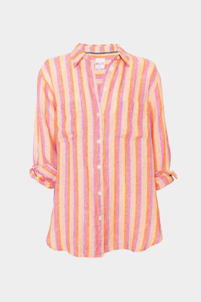 Parallel Culture Shoes and Fashion Online SHIRTS HUT THE BOYFRIEND LINEN SHIRT - GROOVE STRIPE