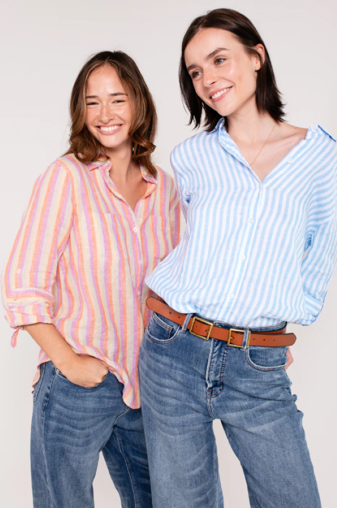 Parallel Culture Shoes and Fashion Online SHIRTS HUT THE BOYFRIEND LINEN SHIRT - GROOVE STRIPE