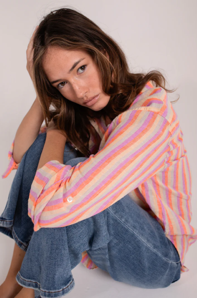 Parallel Culture Shoes and Fashion Online SHIRTS HUT THE BOYFRIEND LINEN SHIRT - GROOVE STRIPE