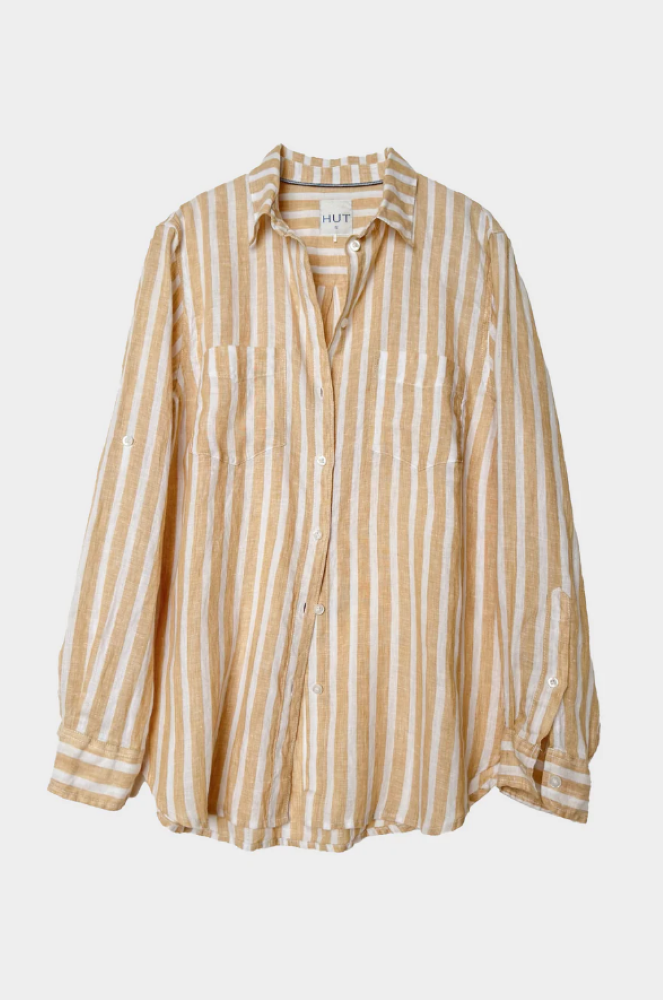 Parallel Culture Shoes and Fashion Online SHIRTS HUT BOYFRIEND LINEN SHIRT - HONEYCOMB STRIPE
