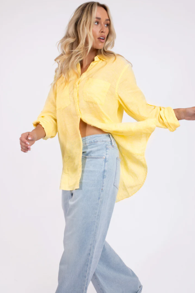 Parallel Culture Shoes and Fashion Online SHIRTS HUT BOYFRIEND LINEN SHIRT - LEMON LEMON