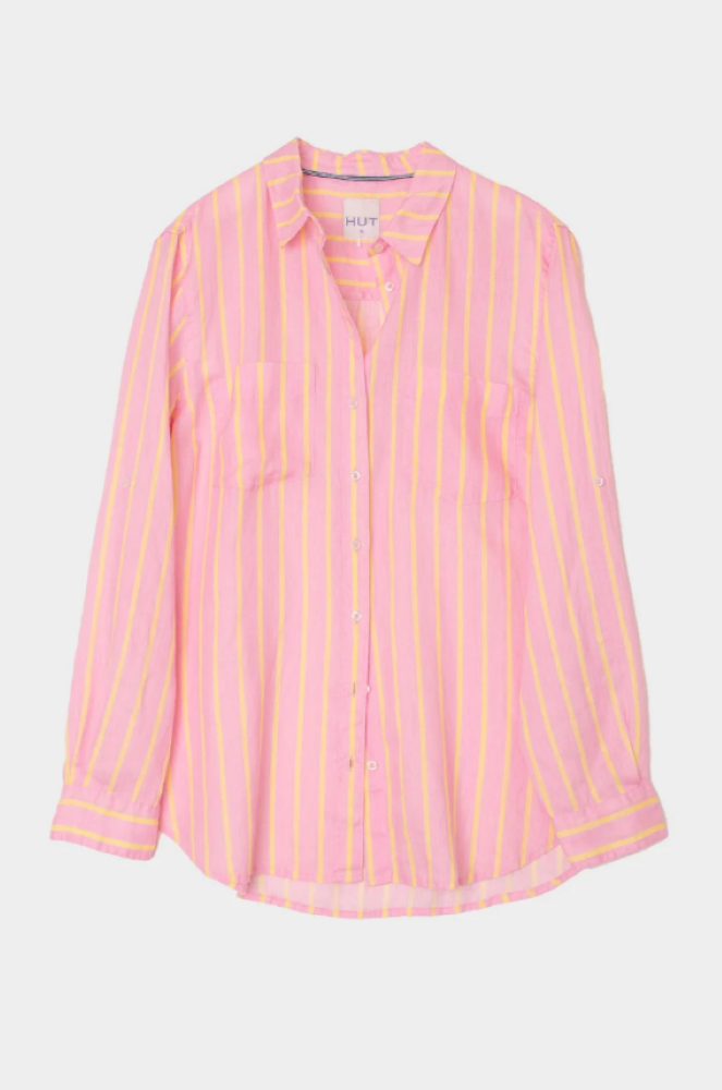 BOYFRIEND LINEN SHIRT - LEMON DROP STRIPE