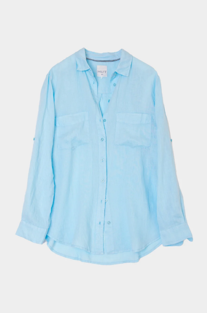 Parallel Culture Shoes and Fashion Online SHIRTS HUT BOYFRIEND LINEN SHIRT - LIFT MY MOOD BLUE
