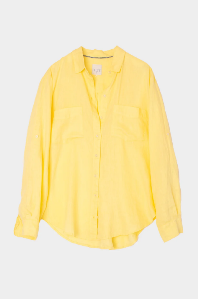 Parallel Culture Shoes and Fashion Online SHIRTS HUT BOYFRIEND LINEN SHIRT - LIFT MY MOOD YELLOW