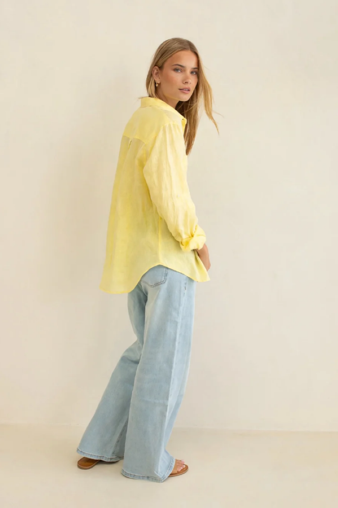 Parallel Culture Shoes and Fashion Online SHIRTS HUT BOYFRIEND LINEN SHIRT - LIFT MY MOOD YELLOW