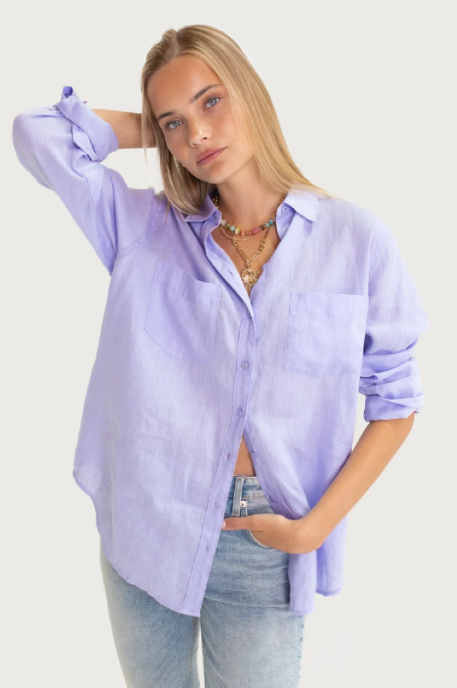 BOYFRIEND LINEN SHIRT - LIFT MY MOOD MAUVE