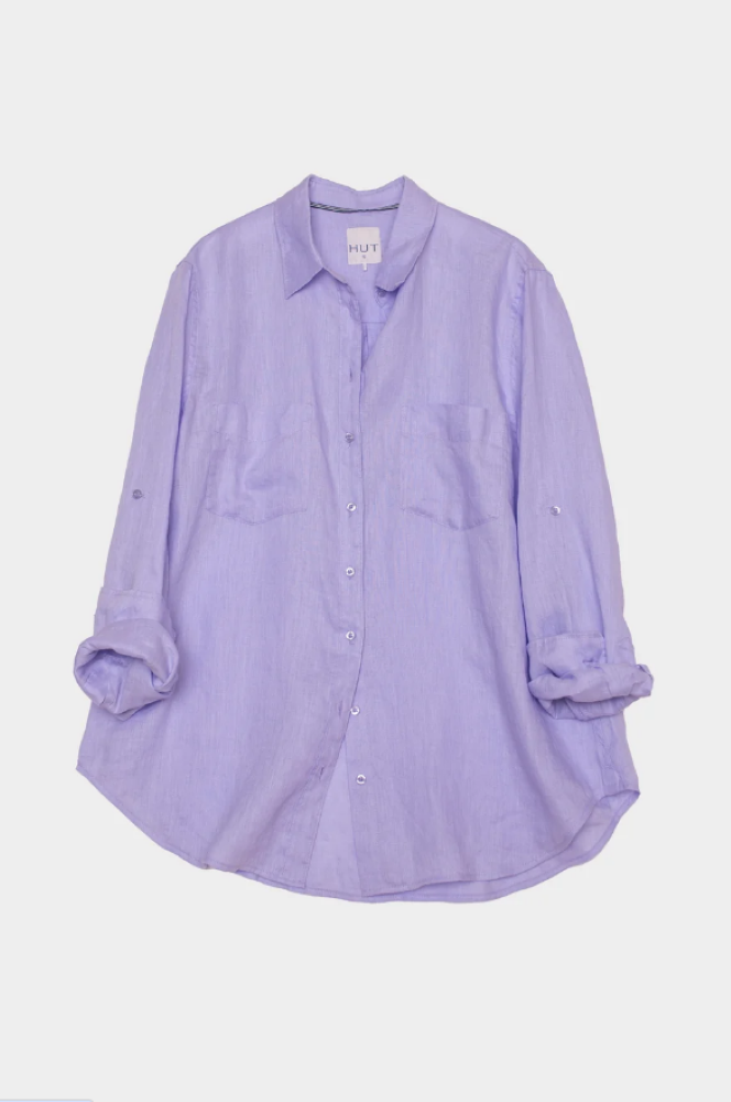 BOYFRIEND LINEN SHIRT - LIFT MY MOOD MAUVE