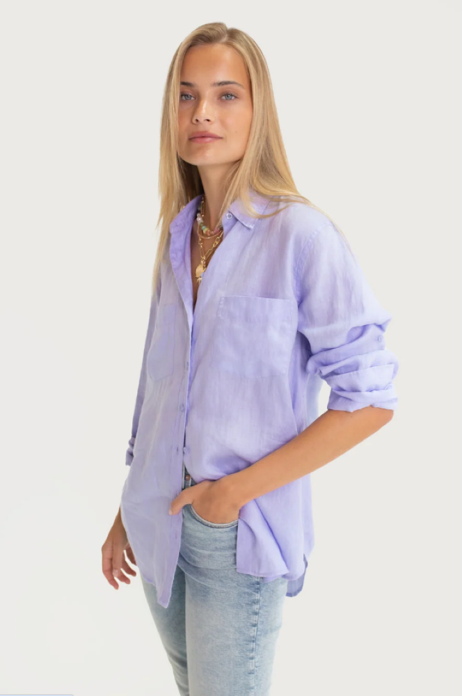 BOYFRIEND LINEN SHIRT - LIFT MY MOOD MAUVE