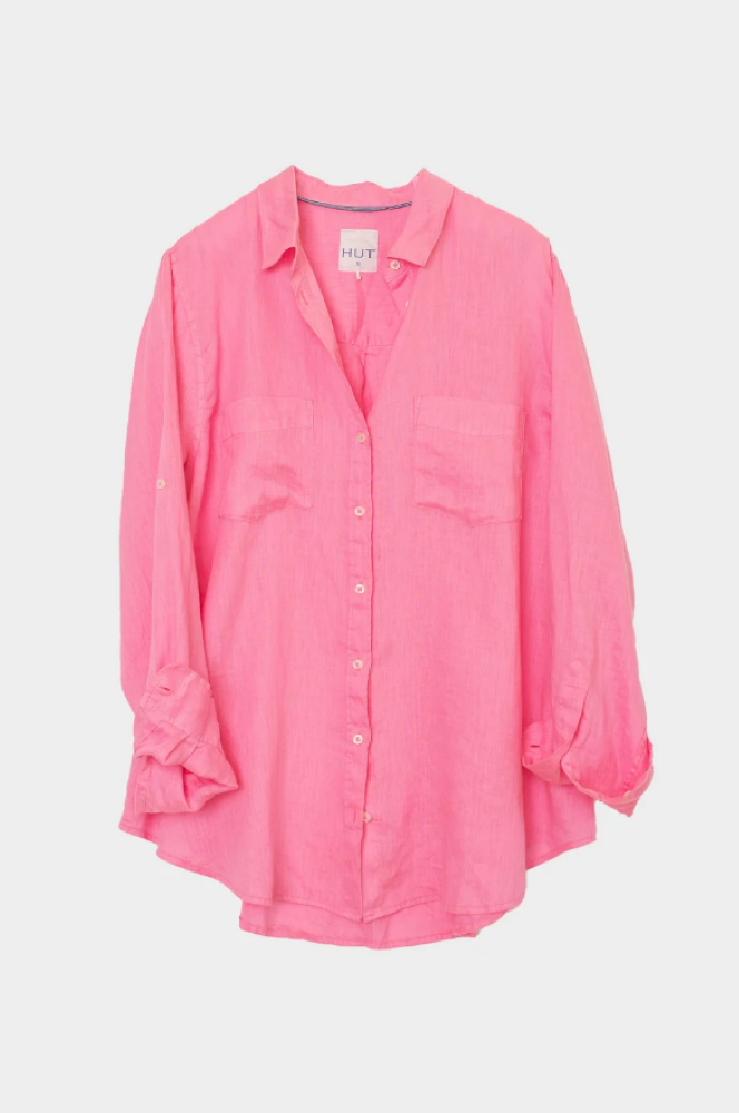 BOYFRIEND LINEN SHIRT - LIFT MY MOOD PINK
