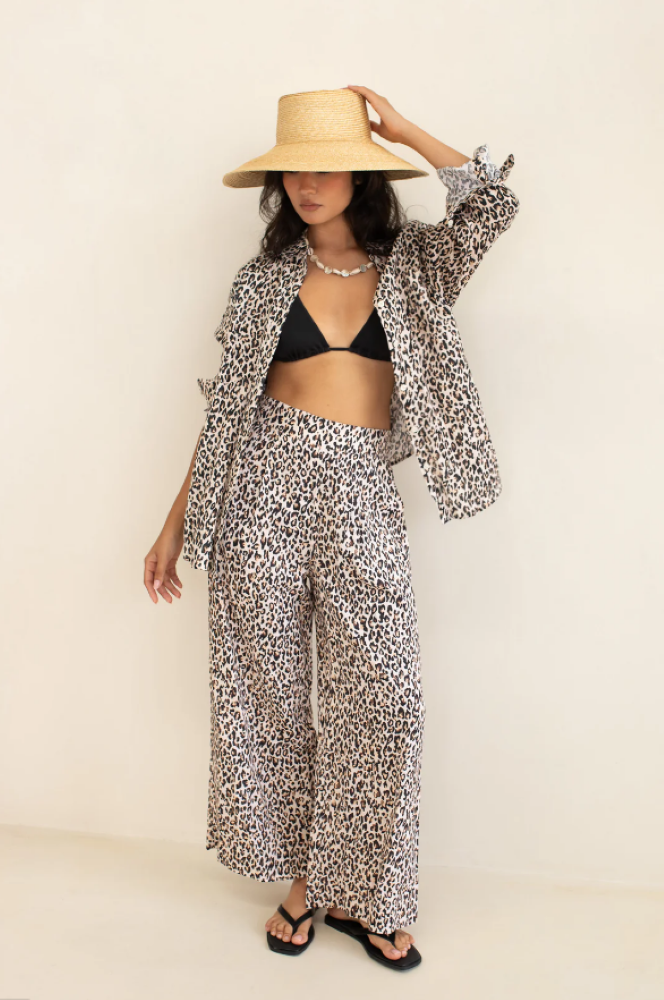 MARCUS LINEN PANT - LEOPARD