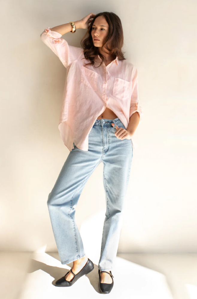 Parallel Culture Shoes and Fashion Online SHIRTS HUT THE BOYFRIEND LINEN SHIRT - MARSHMALLOW PINK