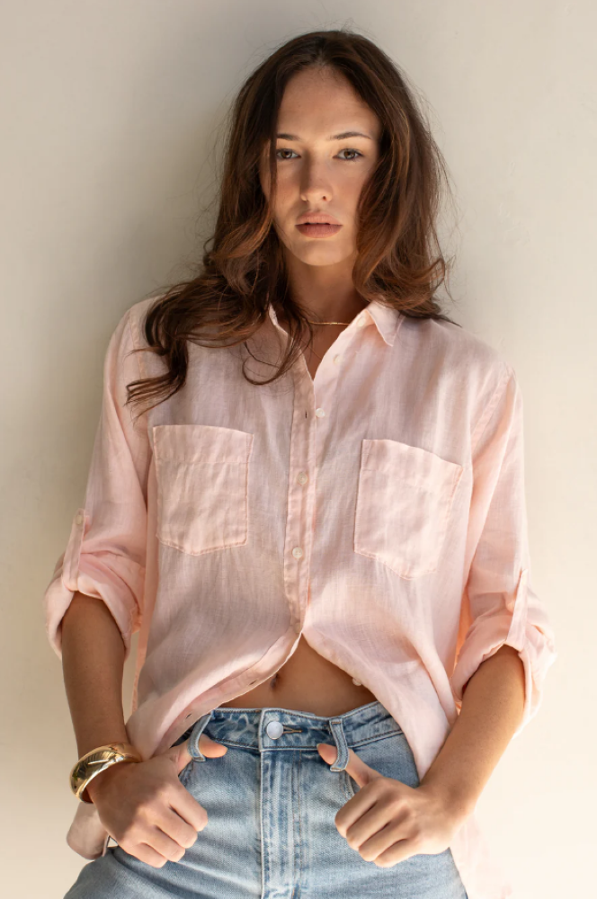 Parallel Culture Shoes and Fashion Online SHIRTS HUT THE BOYFRIEND LINEN SHIRT - MARSHMALLOW PINK MARSHMELLOW