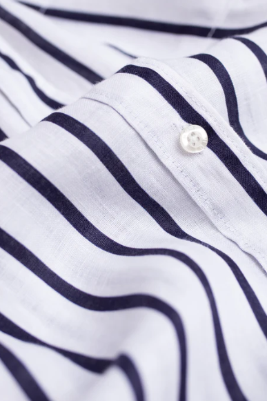 Parallel Culture Shoes and Fashion Online SHIRTS HUT BOYFRIEND LINEN SHIRT - NAVY/WHITE STRIPE