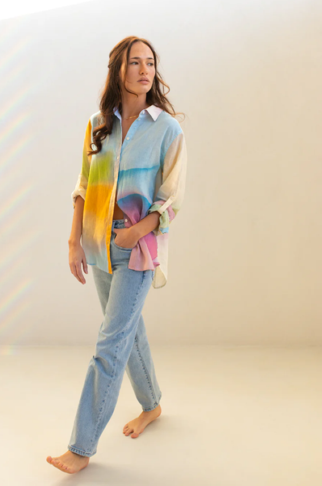 Parallel Culture Shoes and Fashion Online SHIRTS HUT THE BOYFRIEN LINEN SHIRT - PASTEL DREAM