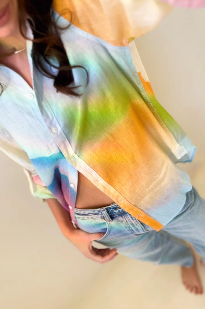 Parallel Culture Shoes and Fashion Online SHIRTS HUT THE BOYFRIEN LINEN SHIRT - PASTEL DREAM PASTEL