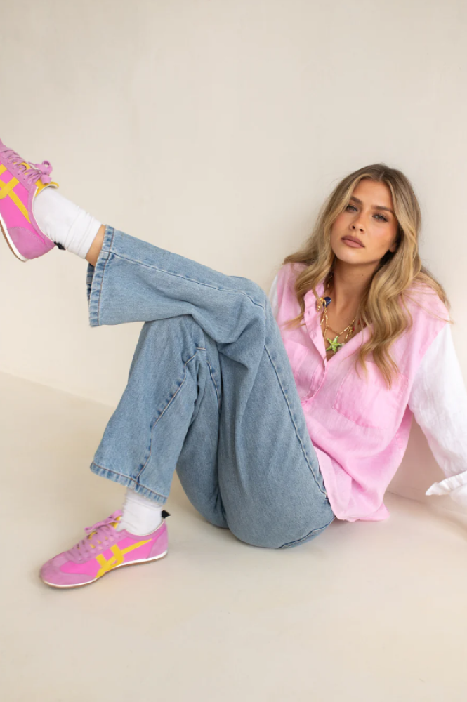 Parallel Culture Shoes and Fashion Online SHIRTS HUT BOYFRIEND LINEN SHIRT - PINK A BOO